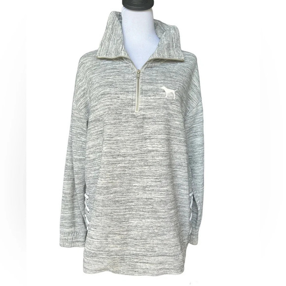 PINK Victoria’s Secret Gray Lace-Up Side Sweatshirt - Size XS - Picture 1 of 6